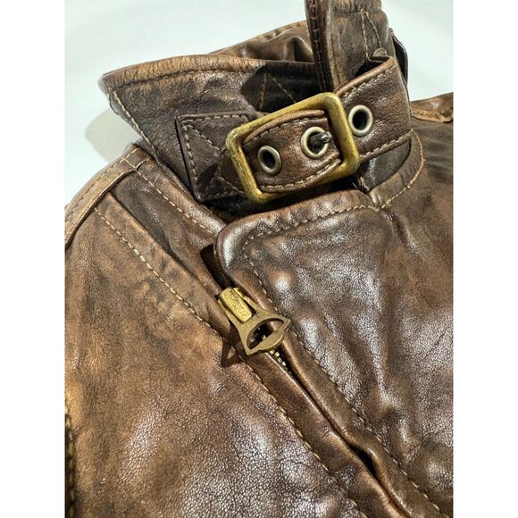 Polo by Ralph Lauren 100% Cowhide Leather Moto Jacket in Mahogany - Picture 7 of 13